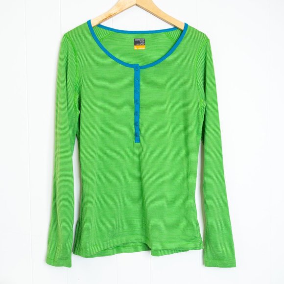 Icebreaker Merino Bodyfit 200 Oasis LS Henley Stripe Top, Large - Picture 2 of 13